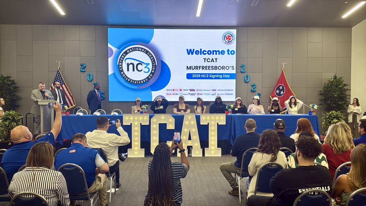 RuthWorksTN's tweet photo. We attended NC3 National Signing Day at TCAT Murfreesboro to cheer on graduating seniors who are committing to CTE programs. These students have bright futures ahead! 🎓 🎉
#RutherfordWorks #SigningDay https://t.co/2QG2pqXISx