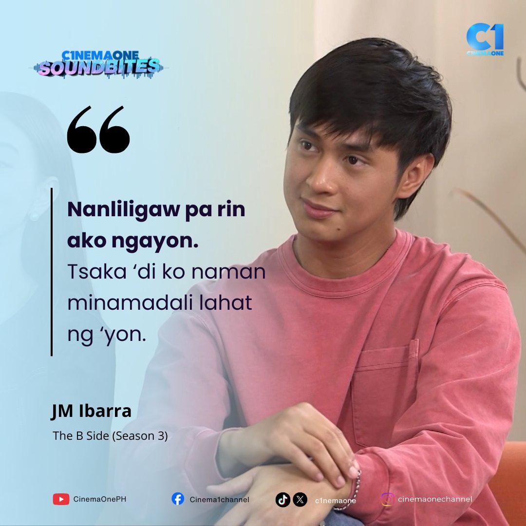 c1nemaone's tweet image. She sets the rules.
He defines the status. 😏💗
Now we’re listening…
JM Ibarra and Fyang Smith’s FULL INTERVIEW IS OUT NOW!🔥

#TheBSide #BiancaGonzalez #JMFyang
💙 YOUTUBE: youtu.be/aRBMZk-skjE
💙 FACEBOOK: facebook.com/24810112790032…