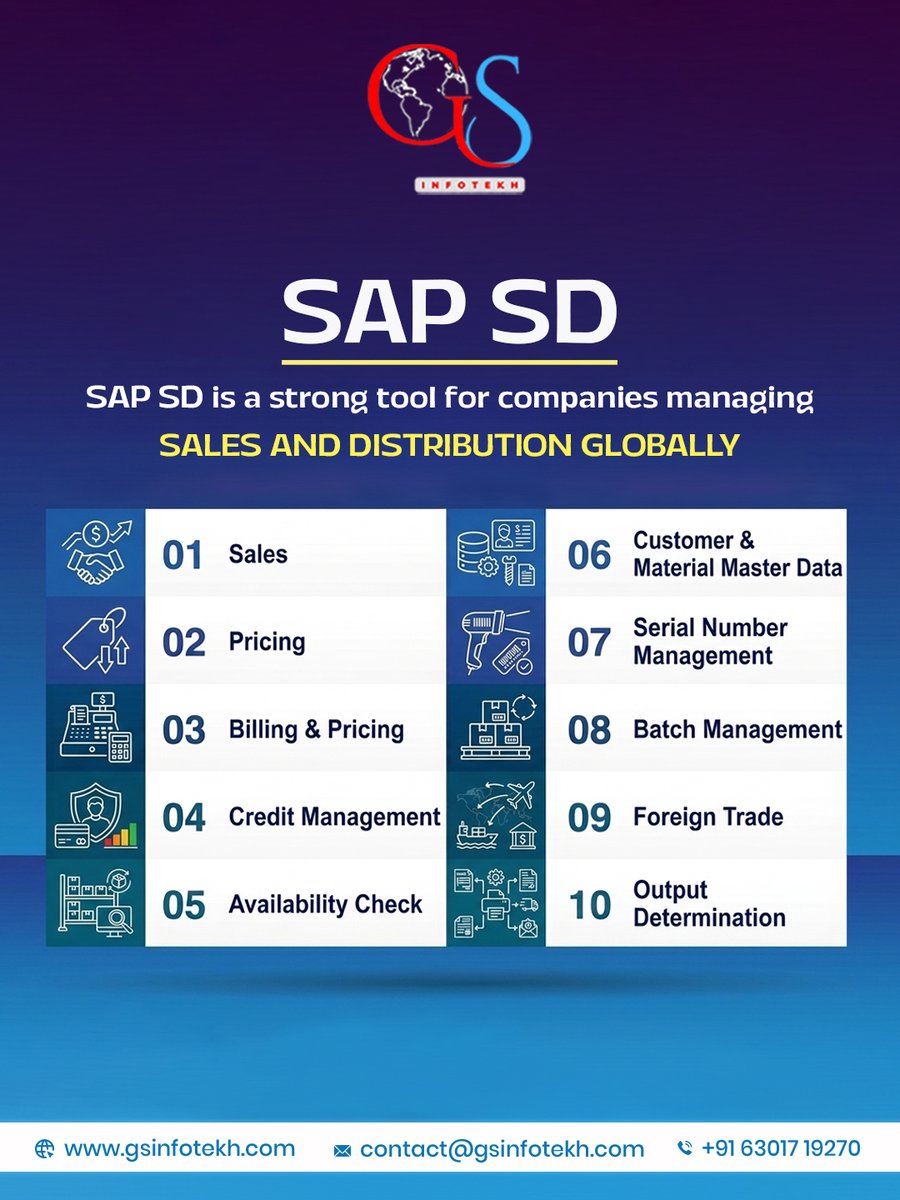 GSInfotekh's tweet image. Master SAP SD 🚀
Learn Sales, Pricing, Billing &amp;amp; more to manage global business operations 🌍
💼 Upgrade your career today!
📞 +91 63017 19270

#SAPSD 
#SAP 
#ITSkills 
#CareerGrowth 
#ERP