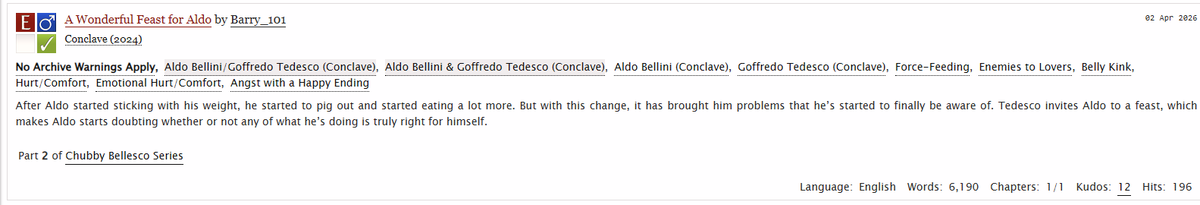 EmzyMp3's tweet photo. [MILDLY NSFW WARNING CONTINUE AT YOUR OWN RISK] - update to the blu101 situation

.
Found Blu101's Ao3 acc while I was re-reading a fanfic of a friend of mine, he was in the comments. Went to go look at his fics. i think this speaks for itself. https://t.co/2QIn8N8Ddu