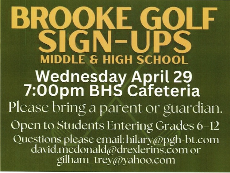 BrookeCounty's tweet photo. Golf team sign-ups! https://t.co/XOshZQUweH