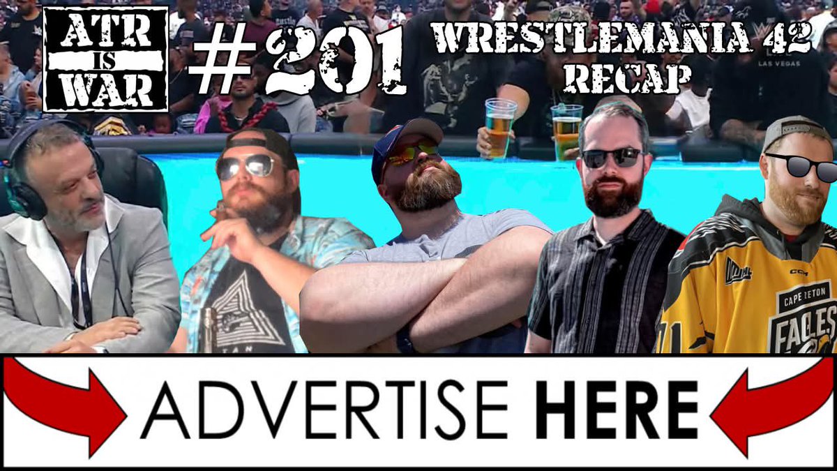 AboveTheRing's tweet image. ATR is WAR #Podcast 201 - WrestleMania 42 Recap [ADVERTISE HERE!!!!!!]

@TheSLBOfficial, @ScottyJStream, @JonTheStatMan, &amp;amp; @Ethan_Black15 give their thoughts on #WrestleMania 42 in #LasVegas &amp;amp; start looking forward to season 6 of the Bedlam Media Championship &amp;amp; WrestleMania 43