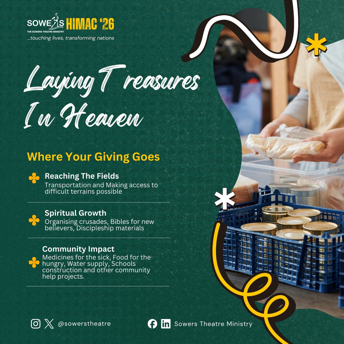 sowerstheatre's tweet photo. IT'S HIMAC DAY 24
WHERE YOUR SUPPORT GOES:
“The gospel is only good news if it gets there fast enough.”
Every contribution makes a difference. Here’s how your donations impact lives and communities around the world.
We are Sowers!
#DonateWithPurpose
#MissionFunding
#HIMAC https://t.co/EIrThfEKXj