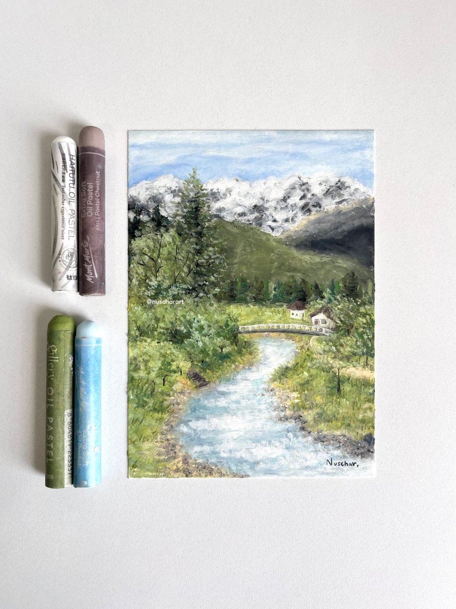 นัชชา นะคะ วาดงานสีชอล์คน้ำมันค่า ชอบวาดธรรมชาติแจ่มใส กับ น้องสัตว์ที่แสนจะมีความสุขค่า ฝากด้วยนะค้าา 🍃🐈🐶💐☁️