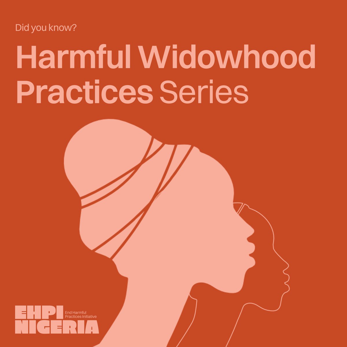 EHPINigeria's tweet photo. When a woman loses her husband, she deserves compassion. But for many Nigerian widows, the abuse begins at home — from trusted family members.
We must do better by choosing protection over tradition.
#DidYouKnowEHPI #EHPINigeria
#EndHarmfulPractices #EndHarmfulWidowhoodPractices https://t.co/WGhJtcDVEc