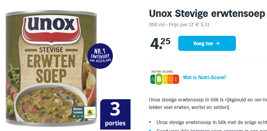 Influenca2's tweet photo. GROK geeft antwoord:
Er is minder eten in blik te koop (vooral soep, sauzen, stamppotten etc. van merken als Unox, Knorr, Struik). In de supermarkt zie je steeds meer stand-up plastic zakken/pouches.
Plastic zakken hebben kortere houdbaarheid dan blik:  Blik: vaak 2–5 jaar (soms langer, kwaliteit blijft goed).  
Zak: meestal 12–18 maanden (soms 1 jaar).

Waarom transitie naar de zak?
- Kosten en logistiek: Zakken zijn veel goedkoper en lichter dan blik. 
→ Lagere productiekosten. 
→ Veel goedkoper vervoer (meer producten per vrachtwagen) 
→ minder CO₂ en lagere transportkosten.
→ Makkelijker op te stapelen in schappen.

- Gemak voor de consument: Geen blikopener nodig, lichter in de tas, vaak hersluitbaar, “verser” ogend.
- Marketing: Producenten (zoals Unilever/Unox) positioneren het als moderner en handiger. Soms wordt het ook als “duurzamer” gepresenteerd (minder metaal, lichter transport), al is dat discutabel door plastic.

Oops
De kosten zijn € 0,20 - 0,40 per liter lager (10%) maar de verkoopprijs is 10% hoger: 
Zak Unix - 570 ml € 3,35 - € 5,88 per liter
Blik Unix - 800 ml € 4,25 - € 5,31 per liter
Dus de echte reden is 10% + 10% extra MARGE.

De zak is wel in de aanbieding :)