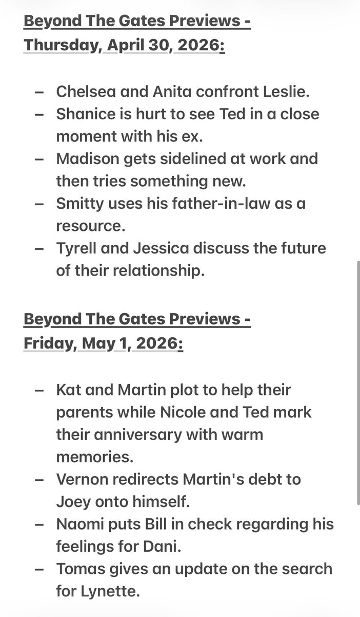 niki_smith1's tweet image. COMING UP next week on Beyond the Gates

💐 April 27th - May 1st 🌷🌻

🚨🚨 SPOILERS INCLUDED 🚨🚨 

#BeyondTheGates #BTG #Previews #Spoilers