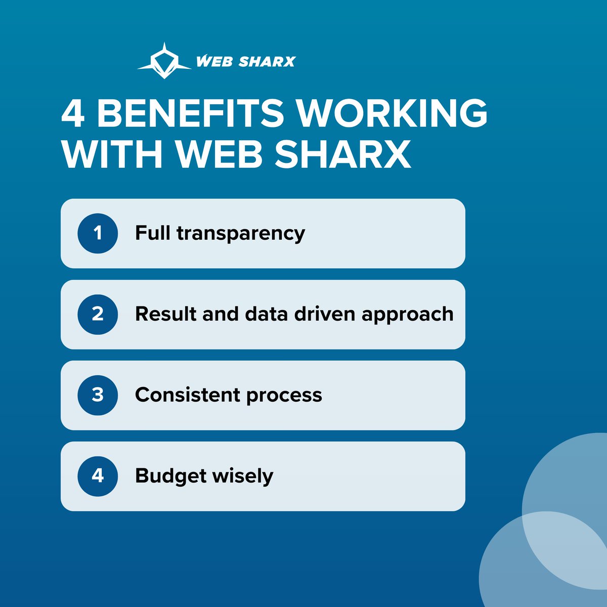websharx's tweet photo. Not all agencies work the same ⚡

At Web Sharx, we focus on what actually drives results
✅ Full transparency in everything we do
📊 Data-backed strategies, not guesswork
🔁 A consistent, proven process
💰 Smarter budget allocation for real growth

No fluff. Just performance. https://t.co/GkoGhoAcvF