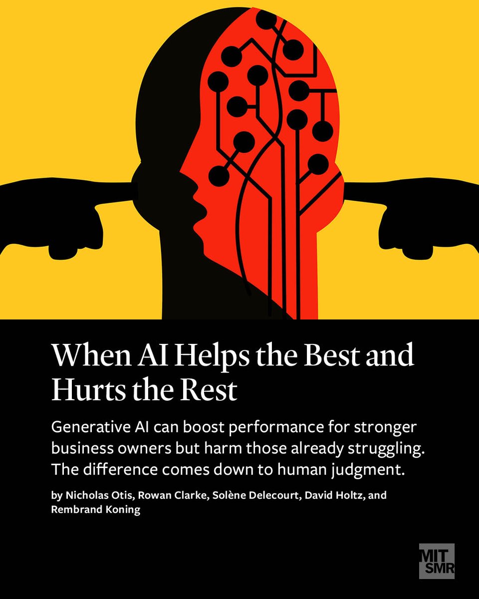 mitsmr's tweet photo. Leaders deploying AI at scale must design their rollouts carefully to avoid widening performance gaps. https://t.co/AB1IR5QLUD https://t.co/31tYKxYZ0v