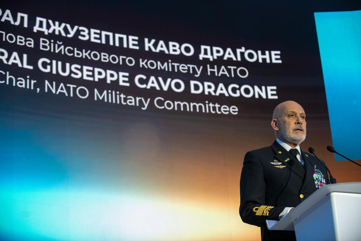 NATO_PASCAD's tweet photo. On 23-24 April, @CMC_NATO participated in the 18th #KyivSecurityForum.
In his keynote address, Admiral Cavo Dragone highlighted #Ukraine’s continued achievements, from preserving its sovereignty and denying Russia’s quick victory to #adapting under fire, with remarkable speed.
“Even after years of war, Ukrainians still reject the idea that insecurity can be traded for peace,” said CMC.
In a #KSF panel discussion, CMC outlined the way forward to enhance a stronger collective defence and strengthen Ukraine’s Armed Forces: Keywords are #capability, #readiness, and #endurance, including ammunition, maintenance, logistics, and training.
Read more here ➡️ https://t.co/6zUR5pv0fK
#KSF2026
@ksfopenukraine
#StrongerTogether
#StandwithUkraine