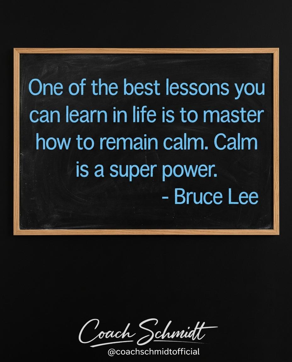 Coach_Schmidt_1's tweet image. Like if you needed this today.

One of the best lessons you
can learn in life is to master
how to remain calm. Calm
is a super power.
  - Bruce Lee

#StayCalm #InnerPeace #MentalStrength #Discipline #Stoicism