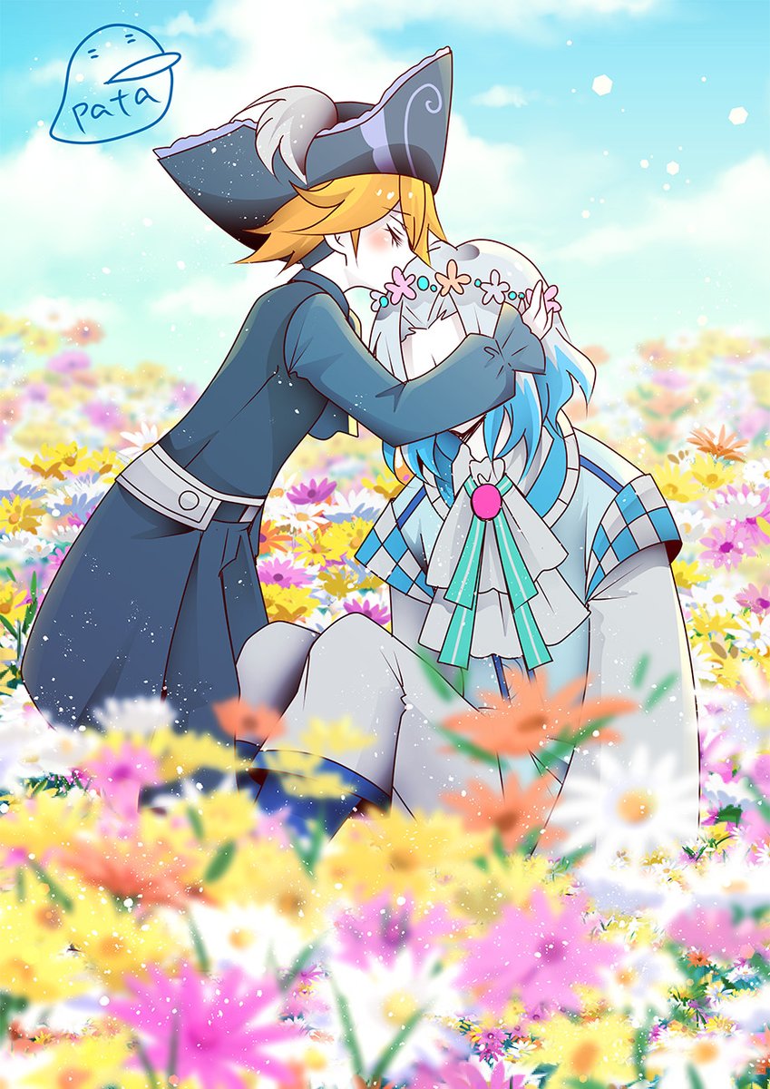 エメ二周年おめでとうございます！！カプ絵なのでタグはひかえさせていただきますがいっぱいおめでたい（帝将）