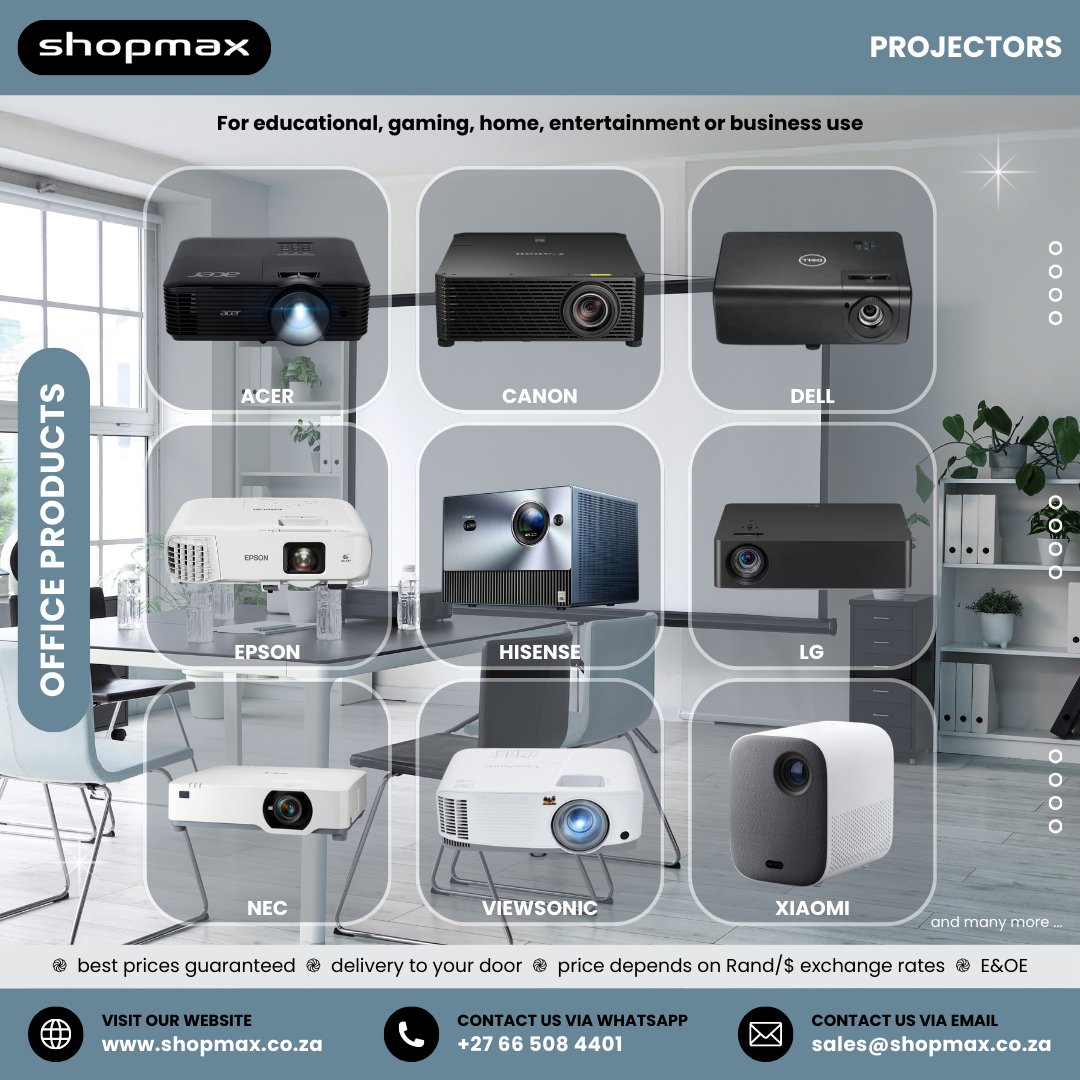 SHOPMAX6's tweet image. 🎥 Think bigger
Upgrade your space with powerful projectors
👉 Request a quote:
shopmax.co.za/request_produc…
#Projectors #OfficeTech #Shopmax