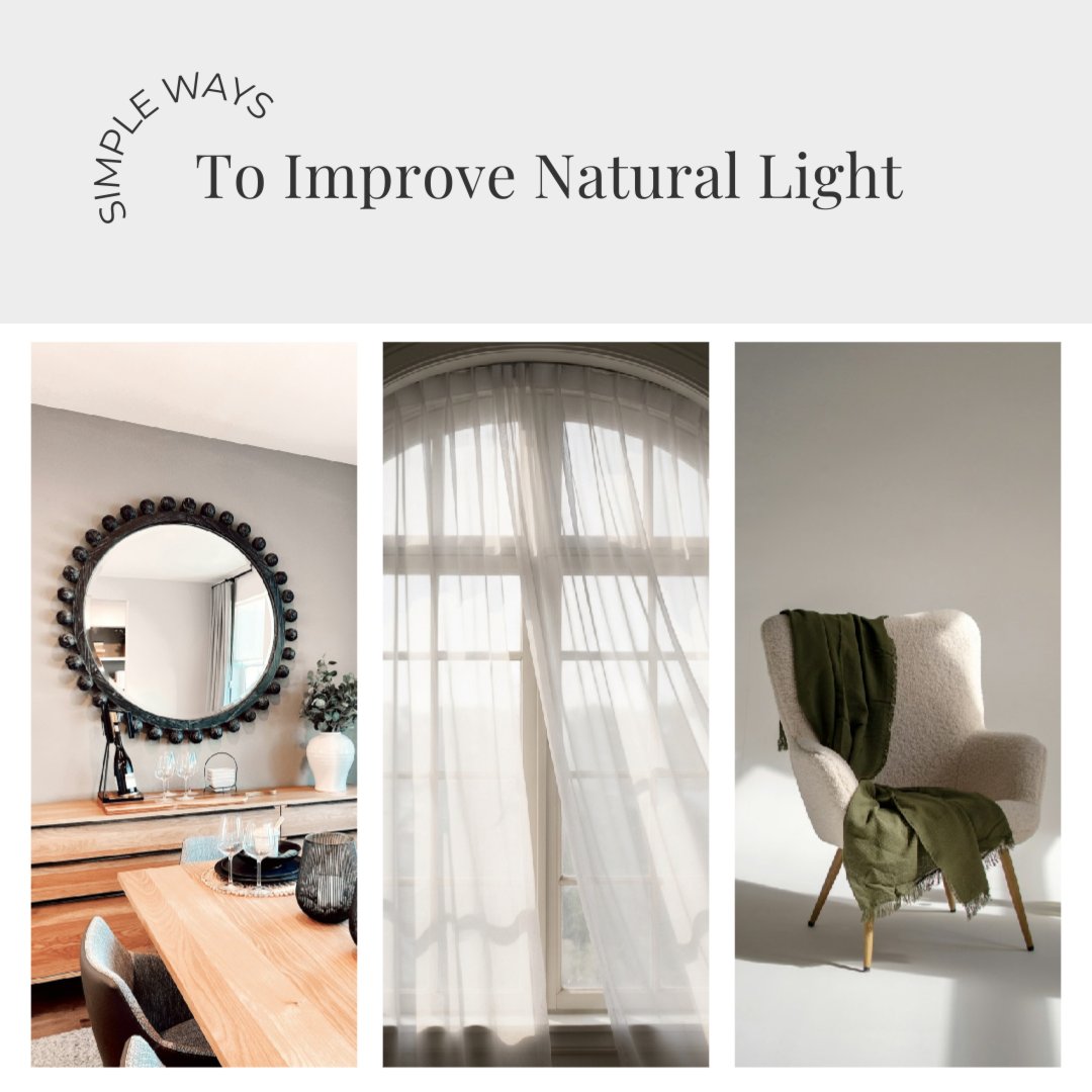 APetersRealtor's tweet photo. Bright, airy spaces feel bigger and more inviting!

Light walls reflect sunlight
Swap heavy curtains for sheer window treatments
Mirrors bounce light around
Keep windows clean
Choose furniture in lighter finishes
Trim plants blocking windows https://t.co/kXMDnZlWWr