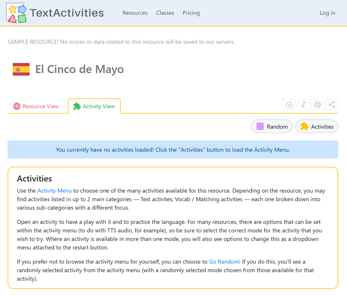TextActivities's tweet image. Click on "Activity View" to access the activity menu, which provides access to 100+ interactive activity configurations: text-rebuild, translation, dictation, vocab games, etc. #mfltwitterati #flteach #langchat