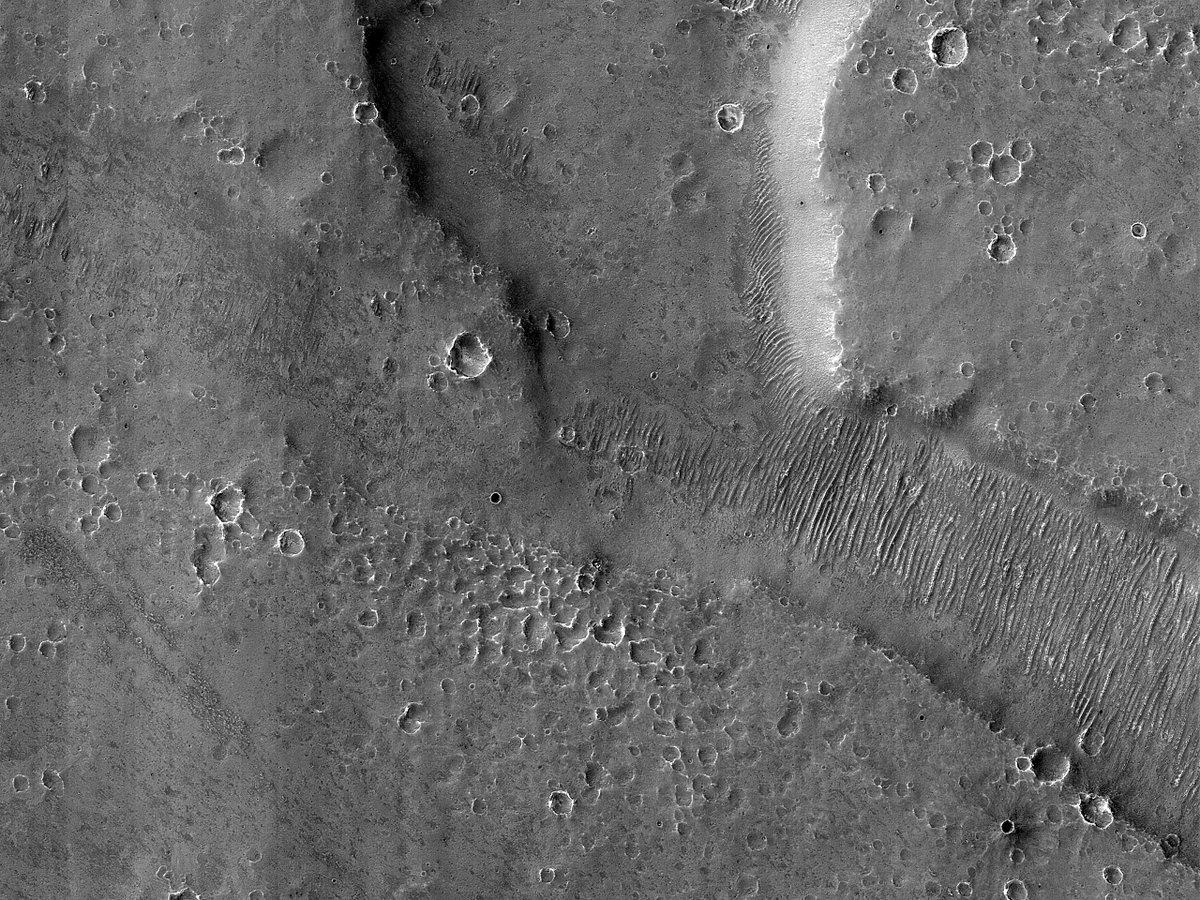 HiRISE's tweet image. HiPOD: The Two Graben of Melas Chasma

In this image, we see a North-South trending graben crosscut by two East-West trending ones. Our observation may provide deeper insight into the regional structural geology of the Valles Marineris region.

uahirise.org/hipod/ESP_0769…
#Mars