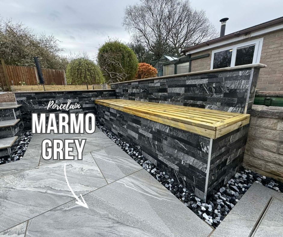 PSD_UK_LTD's tweet image. A beautiful combination of our Marmo Grey and Chicago Black porcelain from Clean cut landscapes &amp;amp; driveways transforms this space into a modern marvel 🤩
 
☎️ 01909 768 760 

#paving #landscaping #marmo #grey #chicago #black #porcelain #cladding #uk #slabs #patio #modern