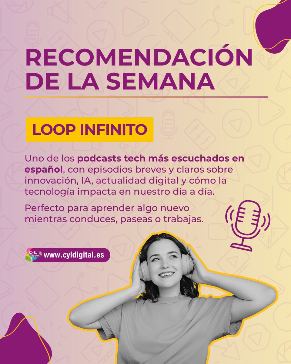 cyldigital's tweet photo. 🎧 ¡Recomendación de la semana!
Si te interesa la tecnología, la IA y estar al día de lo que pasa en el mundo digital, apunta este podcast: Loop Infinito.
Y si quieres seguir profundizando, en https://t.co/2SmSM6PCNb puedes encontrar más contenido.
#CyLDigital #Podcast https://t.co/eYTCGLFb9o