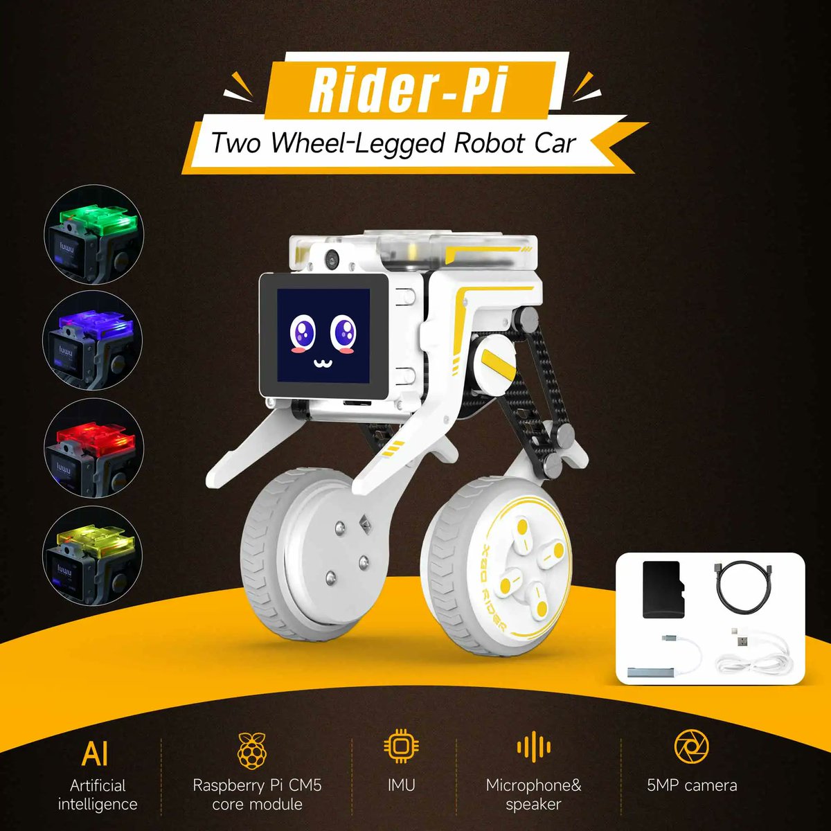 LubopsEvgen's tweet image. Yahboom Rider-Pi AI Robot Car
s.click.aliexpress.com/e/_EQ0UGiS

CM5-based desktop robot with Python, IMU balancing, 2" IPS screen, face/object tracking, QR control, and optional ChatGPT voice features for AI learning and robotics projects.
#raspberrypi #ai