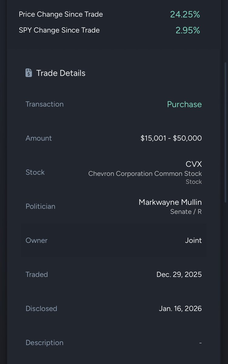 I am conflicted about this whole thing. I think these betting markets are a cancer, but how is what this guy did any different than a U.S. senator buying up $50,000 in Chevron stock days before the Maduro raid (after liquidating his position in Chevron earlier in 2025)?

Are we