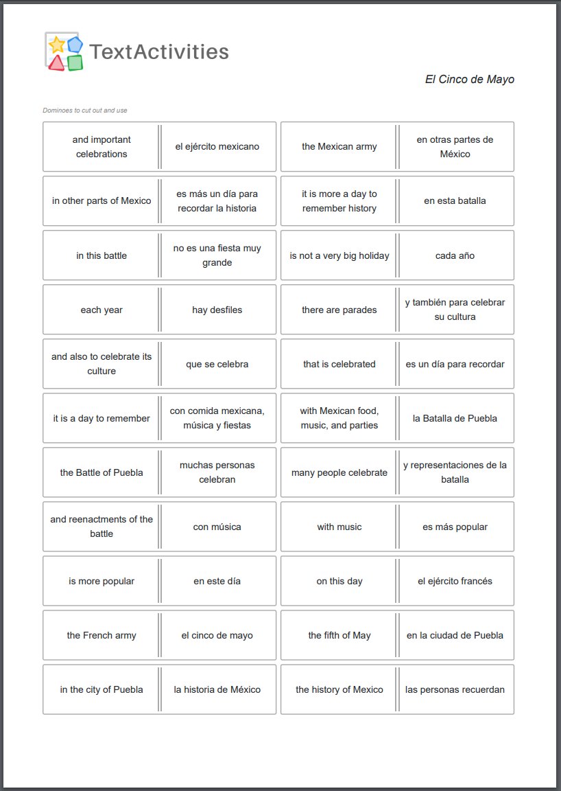 TextActivities's tweet image. There is also a print button which allows you to print or "save as pdf" all sorts of printable activities based on the text and the vocab. #mfltwitterati #flteach #langchat