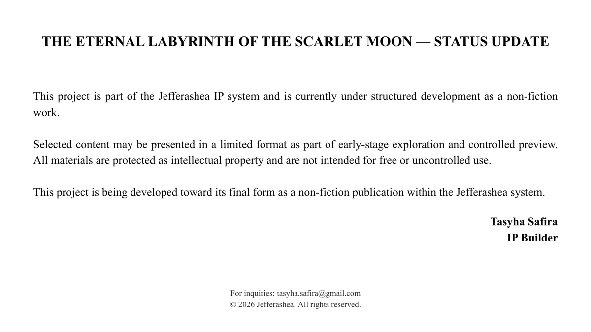 JEFFERASHEA's tweet photo. Official Status Update — The Eternal Labyrinth of the Scarlet Moon. https://t.co/PlA3Y4qW2A