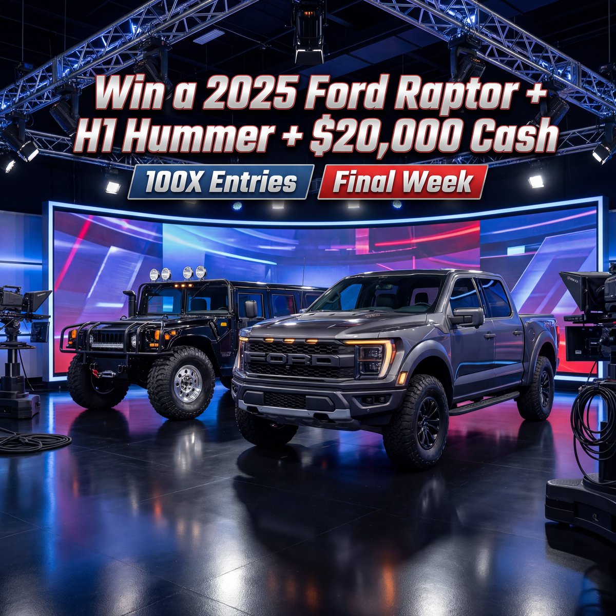 AlexJonesStore's tweet photo. 🚨 FOLKS — THE CURRENT GIVEAWAY IS LIVE. 🚨

This is your shot to win:

🔥 2025 Ford Raptor 🔥 H1 Hummer 💰 $20,000 CASH
And right now:
💥 100X ENTRIES with every dollar spent

🎁 FREE GIFT in EVERY order

Massive prizes. Huge entries. Bonus gifts.

👉 Enter now: https://t.co/8Ld0g3S31C

Fuel the fight. NEVER surrender. 💪🇺🇸