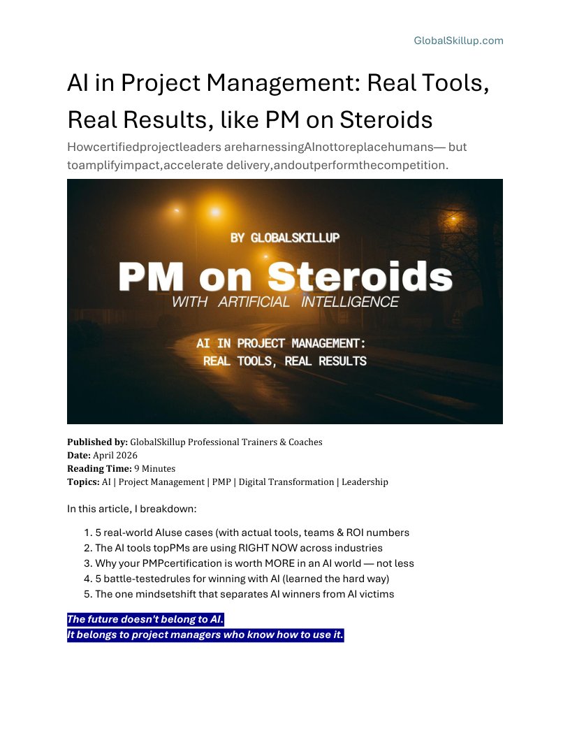 globalskillup's tweet photo. The 20% that survives automation is the MOST valuable work.
Stakeholder leadership. Ethical judgment. Risk intuition. Strategic alignment.

Read the full article PM on steroids: https://t.co/YjYLUomOfl https://t.co/Opo6JoiDjD