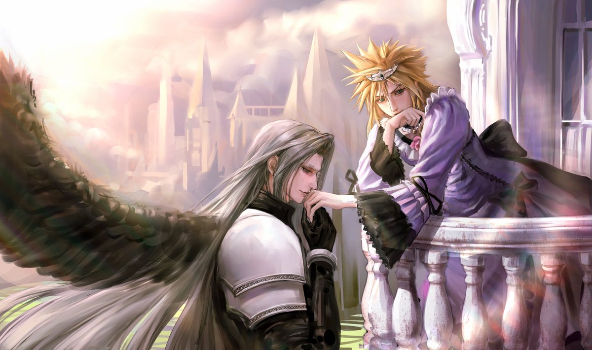 hazel_yiru's tweet image. #sephiroth #ff7
 #sc 
#克劳德 #萨菲罗斯 
kiss～