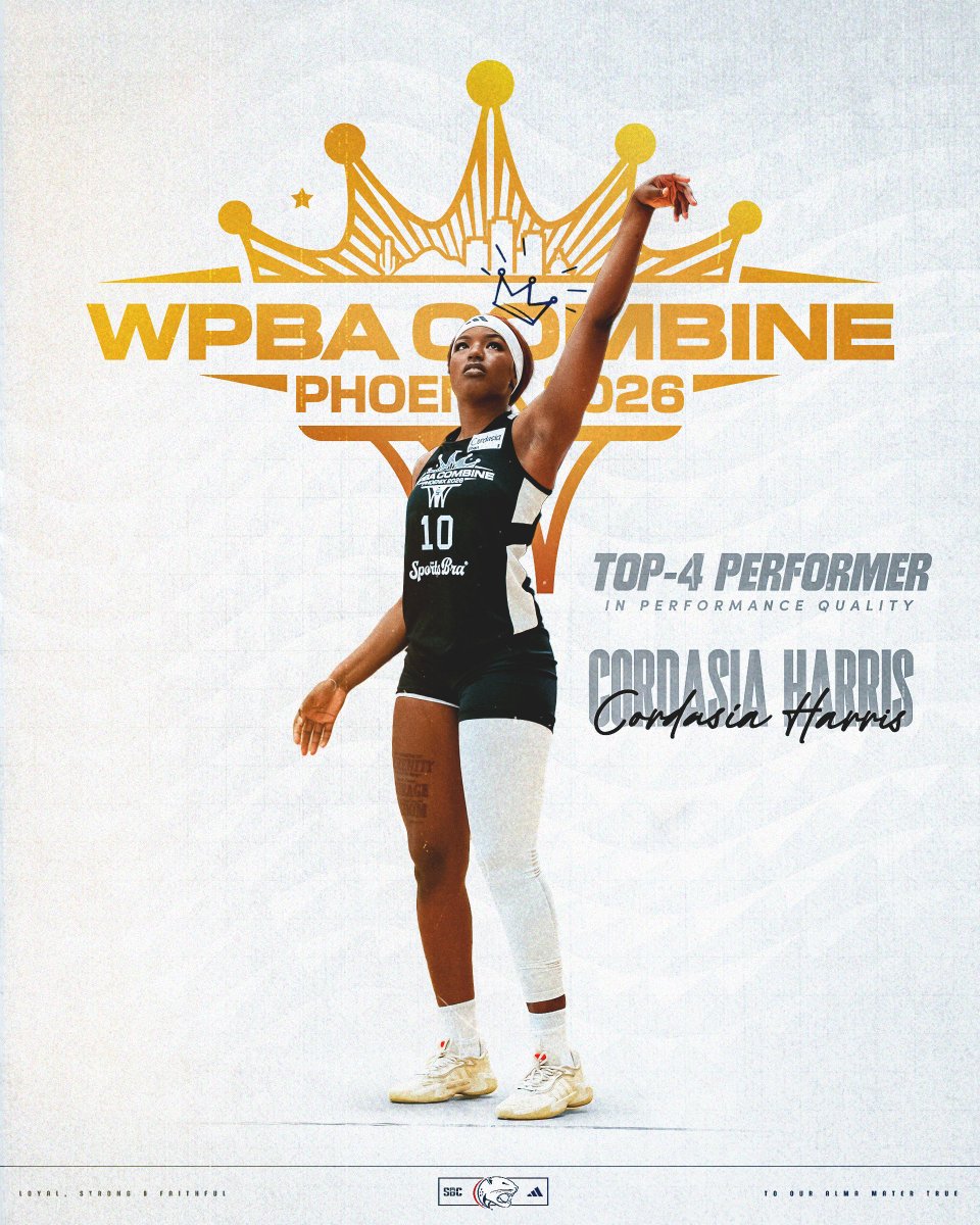 SouthAlabamaWBB's tweet image. 𝙇𝙞𝙠𝙚 𝙏𝙝𝙖𝙩 👑

We are so proud of @cordasia_harris for her performance in the @WomensPBA Combine! Excited to see what's to come 👀

#LSF | #INVEST