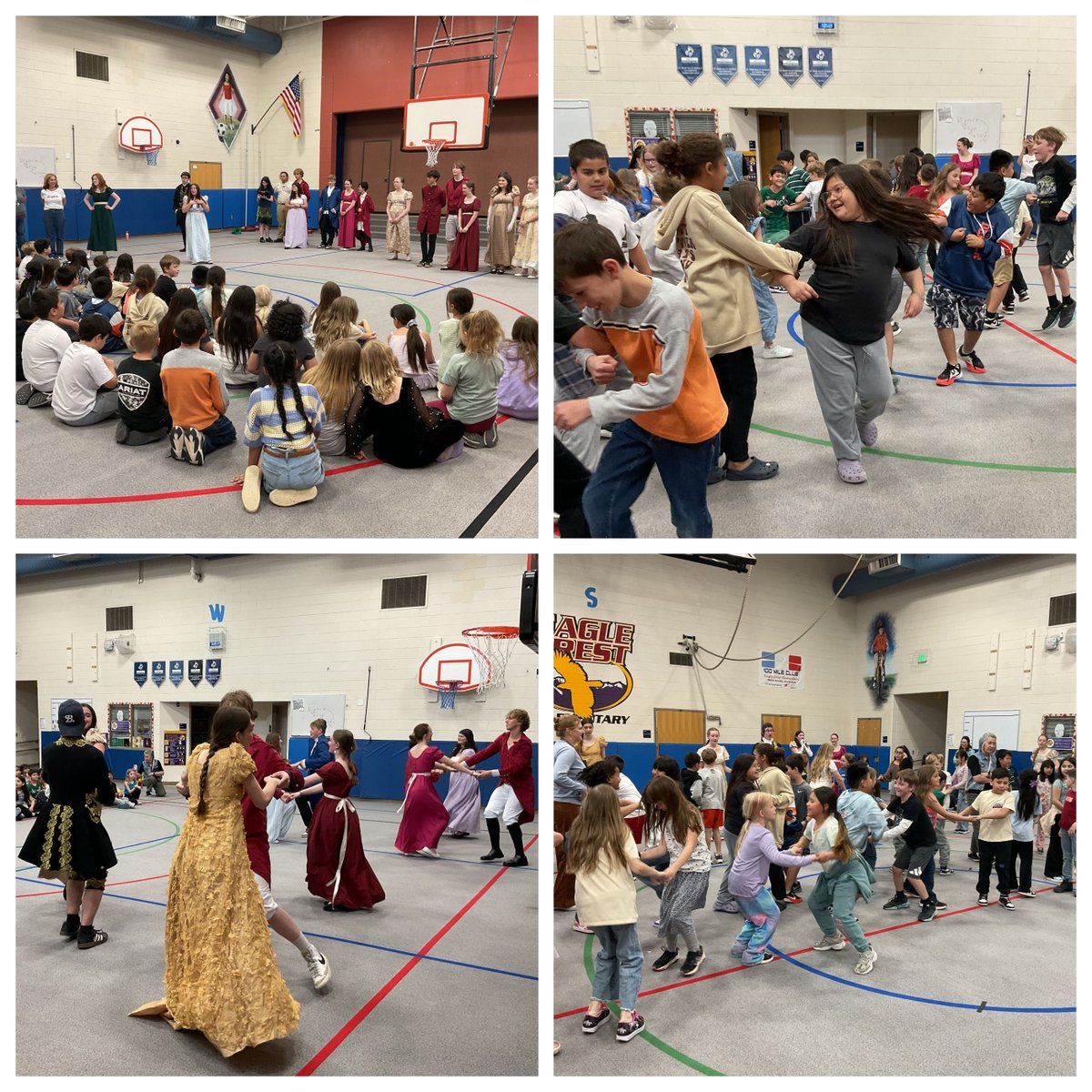 EagleCrestES's tweet image. Watching our @SilverCreek_HS students lead is inspiring! ✨ Silver Creek actors visited Eagle Crest 3rd graders to teach dances for their upcoming production of Pride &amp;amp; Prejudice. Excellence in arts &amp;amp; community! @SVVSDSupt @BuchlerStVrain #StVrainAdvantage #StVrainStorm