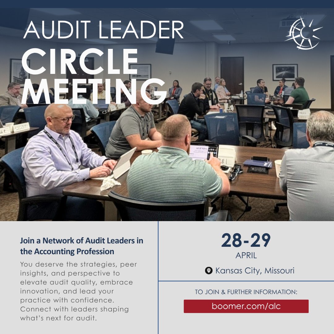 jimboomer's tweet image. What trends will shape audit in the next year?

Join the conversation and align your firm’s strategy with what is coming.
April 28–29  

Learn more: boomer.com/alc

#AuditLeadership #Accounting