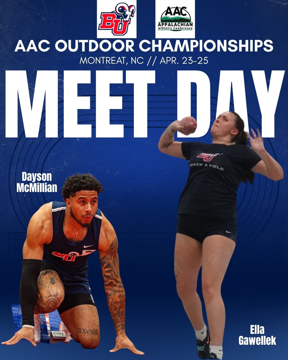 BluefieldRams's tweet photo. 👟T&amp;F | Gameday

🆚 AAC Outdoor Championships
📍 Montreat, N.C.
⏰ All-Day 4/23-4/25

📊 https://t.co/E2c6alWD6L
📺 https://t.co/IKtVKFGwYZ https://t.co/uZQoq69zb9