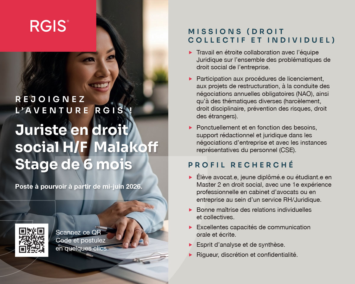 RGIS_France's tweet photo. 📣 #RGIS RECRUTE UN.E STAGIAIRE #JURISTE EN DROIT SOCIAL
Envie de rejoindre 1 équipe dynamique, d’acquérir de nouvelles compétences &amp; de vivre 1 expérience professionnelle enrichissante ? Embarquez dans l’aventure RGIS &amp; postulez dès maintenant.

🌐 https://t.co/M5cYn1vIvr
#stage https://t.co/0QTqFQ4Zrg