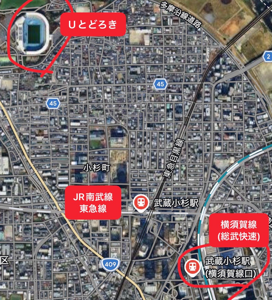 chidori_jef's tweet photo. 総武線(横須賀線)で武蔵小杉に来るジェフサポさんに注意喚起

横須賀線(総武線直通)のホーム・改札は、JR南武線・東急線の武蔵小杉駅と約600m離れています！
等々力から遠い側に600mです！
めちゃ長い連絡通路歩きます！
時間に余裕を持ってお越しください！
#ジェフサポ川崎遠征 https://t.co/L0c2w0govG