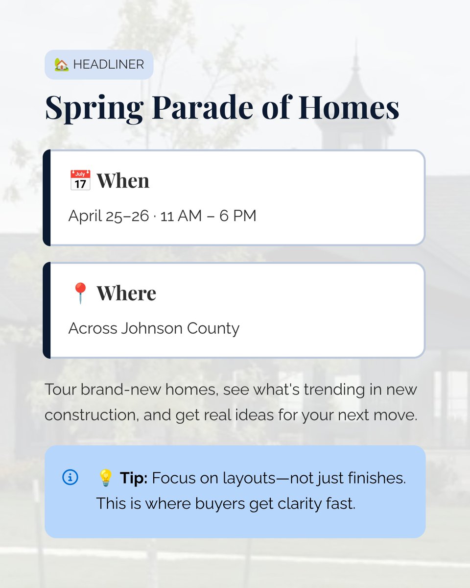 TaraWRealtor's tweet image. 🔥 What's happening in Overland Park this weekend (Apr 24–26):

🏠 Spring Parade of Homes
🌿 Spring at the Arboretum
🎵 Live Music + Patio Night @ Brew Lab

Follow for weekly local updates every week 📍

#OverlandPark #KansasCity #WeekendPlans #OPKansas
