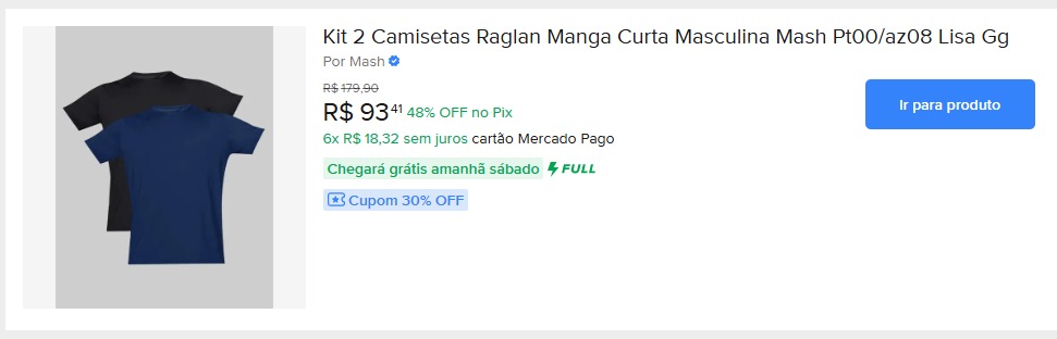 * é Mash - Excelente para usar na Academia
🔥 Kit 2 Camisetas Raglan Manga Curta Masculina Mash

* R$ 65 - no Pix
🎟 Cupom: Resgate 30% OFF Abaixo do Preço

🔗  meli.la/161YYsP

#Anúncio