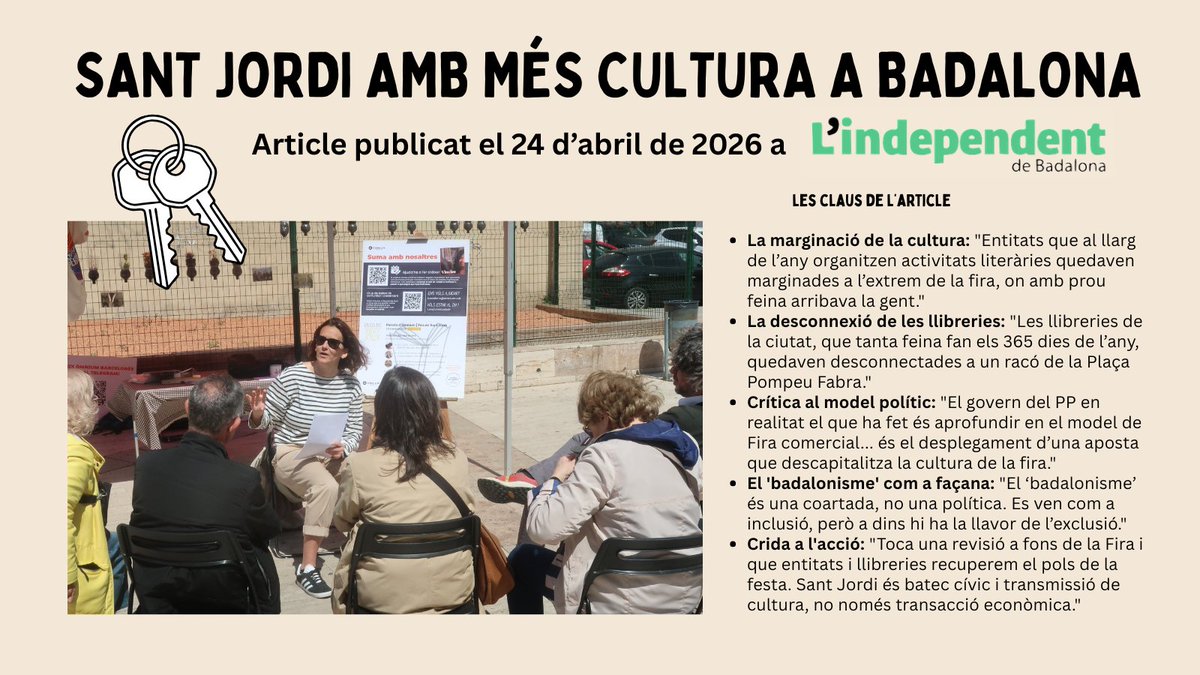 oriolllado's tweet photo. Cal que la cultura torni al cor de la Fira de Sant Jordi a #Badalona. En aquest article a l'@IndependentBDN faig una mica d''història' i una crida a repensar aquest esdeveniment segrestat. https://t.co/SR0Qtkz384 cc @omniumbnord https://t.co/FS9RFGL45i