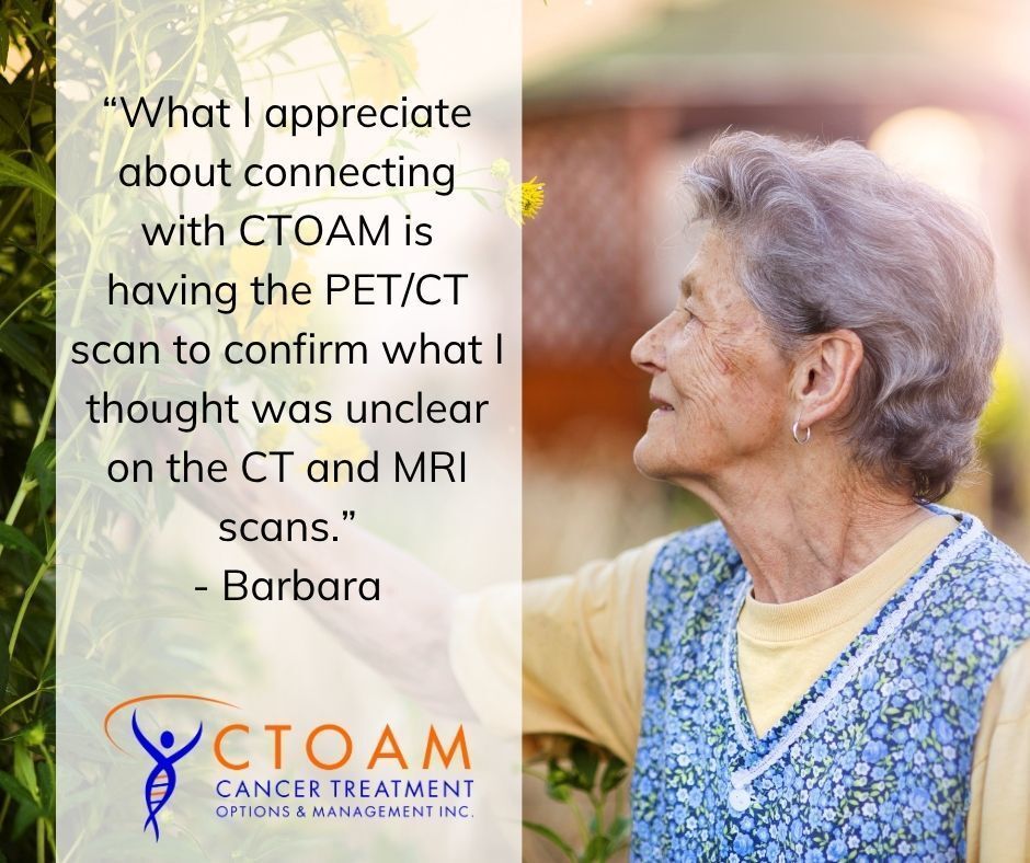 CTOAM's tweet photo. Worth getting a PET-CT?

“CTOAM helped confirm what CT &amp; MRI couldn’t – my cancer had NOT metastasized. The Second Opinion was well worth it.”

– Barbara C.

Learn more 👉 https://t.co/vlkH9zDqno

#CancerDiagnosis #PETCT https://t.co/b0sl6Ci8R1