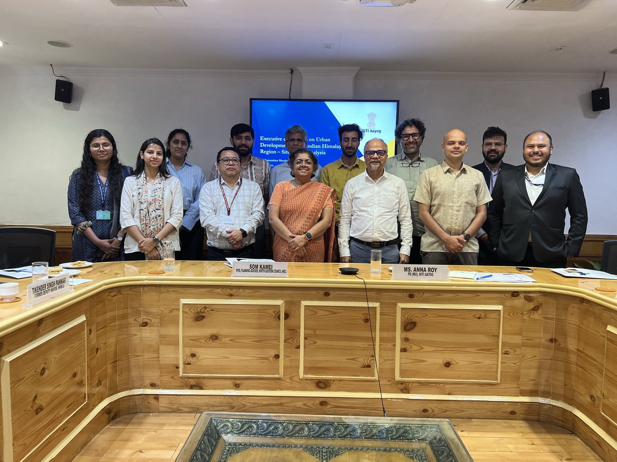 NITIAayog's tweet photo. NITI Aayog has taken a significant step towards strengthening urban planning in one of India’s most ecologically fragile geographies under the Chairpersonship of Ms. Anna Roy, Programme Director, Managing Urbanization.

In this direction, NITI Aayog convened the 2nd meeting of the Executive Committee on Urban Development in the Indian Himalayan Region on 24th April 2026 at NITI Aayog, New Delhi. The meeting brought together representatives from the North Eastern Council, premier institutions, think tanks, and sector experts.

#PMOIndia #NITIAayog #UrbanDevelopment #HimalayanRegion #SustainableCities #UrbanPlanning #NorthEastIndia #InclusiveGrowth