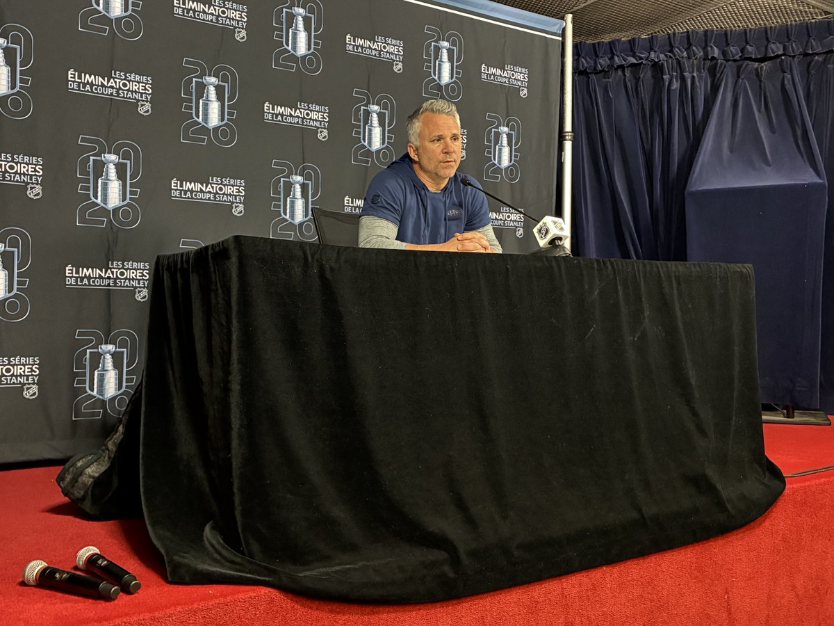 StuCowan1's tweet image. #Habs coach Martin St. Louis doing news conference after morning skate at Bell Centre.