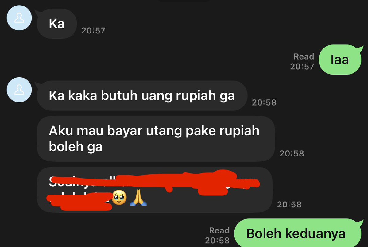 Padahal bayar utang tp aku senangnya bukan main, ibarat dapat gajian tp nyatanya tuh uangku sendiri yg balik😅

Meskipun di lain orang masih ada yg smp skrng aku yg ngemis2 tp nggk ada balasan🥹