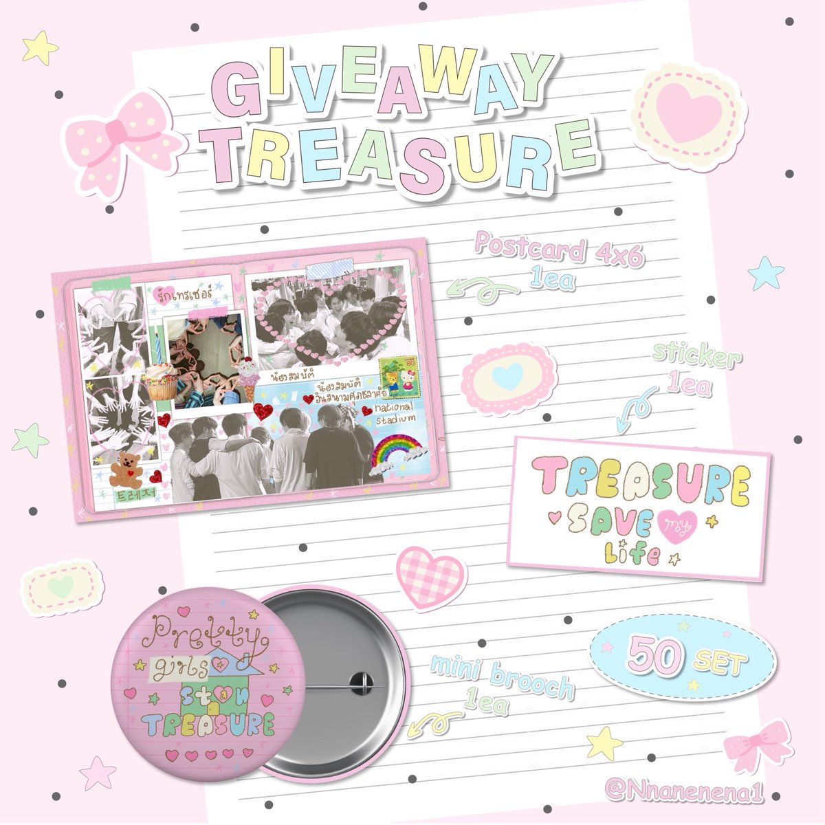 pls kindly rt ⊹₊⋆.ᐟ
-𝐺𝑖𝑣𝑒 𝑎𝑤𝑎𝑦 treasure pulse on in bkk-

🪷only 50 set🪷
-postcard 4x6 1ea
-sticker 1ea
-mini brooch 32 mm 1ea

🏟️: National Stadium
📅: 16 may 2026
time &amp; location : tba

มารับกันเย้อะๆน้า ˖⸝⸝ ⁺໒꒱ིྀ༝
#TREASURE_PULSE_ON_IN_BKK
#PULSE_ON_IN_BANGKOK