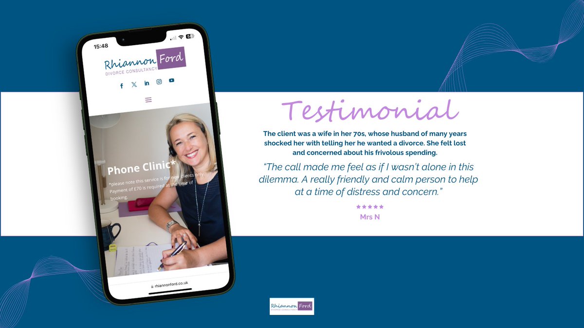 rhiannon_ford's tweet image. “The call made me feel as if I wasn't alone in this dilemma.”  
 Mrs N, in her 70s, felt lost after her husband asked for a divorce. One Phone Clinic session gave her calm, clarity, and support at a time she needed it most. 
👉 f.mtr.cool/vmzwvjvtwx
#DivorceSupport #Divorce