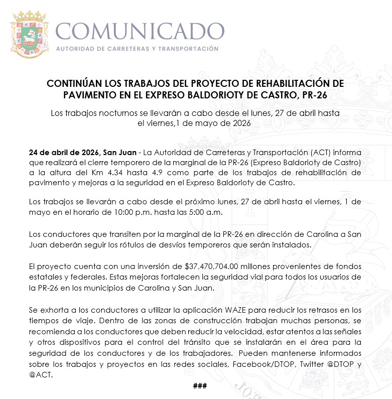 Autoridad de Carreteras y Transportación (ACT) tweet media