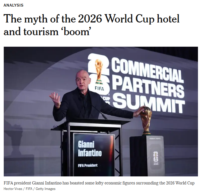 NJAssemblyGOP's tweet photo. Murphy and the Democrats sold the World Cup as an economic windfall.

Reality: The “boom” isn’t booming — bookings are soft and prices are being cut. But @NJTRANSIT still wants to charge fans $150 to ride the train.

When demand drops, normal markets adjust.
Government just squeezes harder.