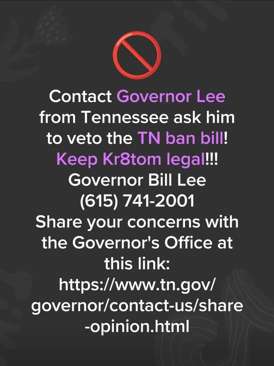 Botanicalfam's tweet photo. TN Gov has the ball in his court. Call today &amp; tell him to veto the Matthew Davenport bill! 

This is pretty ugly. This kid had 7OH (#kratom extract) in his system along with other drugs. Tell him to ban the extracts, not the plain leaf Kratom #keepkratomlegal https://t.co/uzLY8z0lQk
