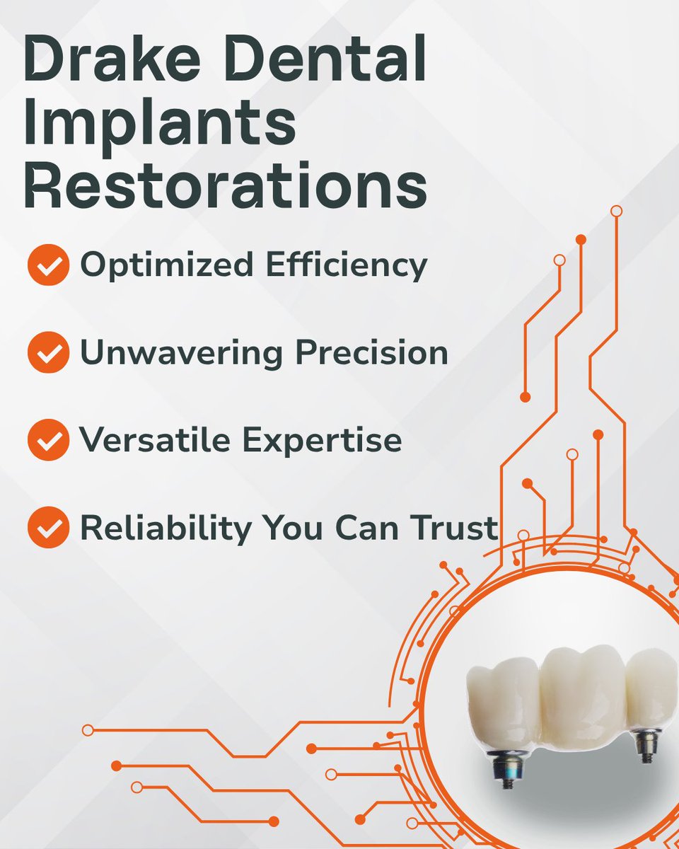 DrakeDentalLab's tweet photo. Built for precision. Designed for efficiency.
Trust Drake Dental Implants to deliver results that last.

#DrakeDentalLab #implant https://t.co/VGxNyV1w89
