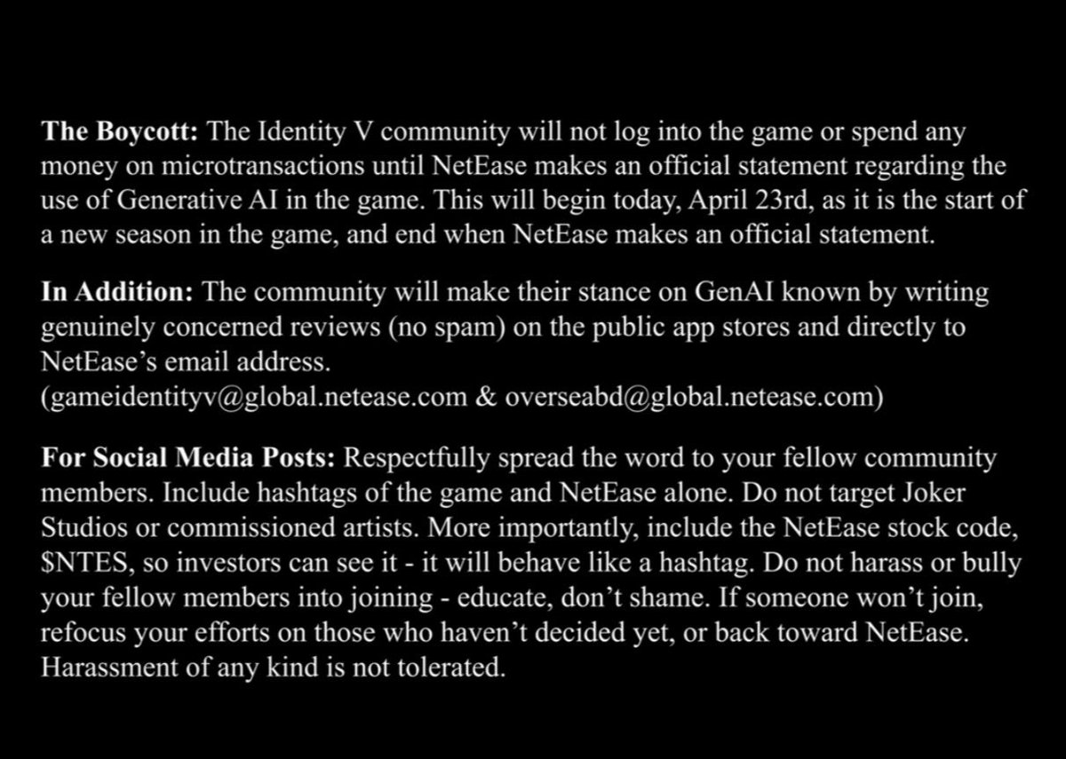 jijijiyu_'s tweet photo. amazing community boycott info by @ZeezVovGee 
please watch this video and spread the info! $NTES 

OG vid in the comments
#IDV_NO_AI #idvtwt #IDVBOYCOTT https://t.co/FBOtgeoMKl