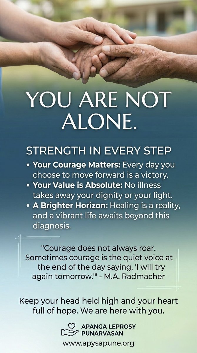 LeprosyRightsIN's tweet image. 🌐 apysapune.org
#LeprosyAwareness #EndLeprosyStigma #NGOIndia #CSRIndia #SocialImpact #DisabilityInclusion #DonateForCause #LeprosyRehabilitation #NGOPune #PuneNGO #HealthcareForAll #InclusiveDevelopment #HumanDignity #CommunitySupport #SocialWork #CSRFunding